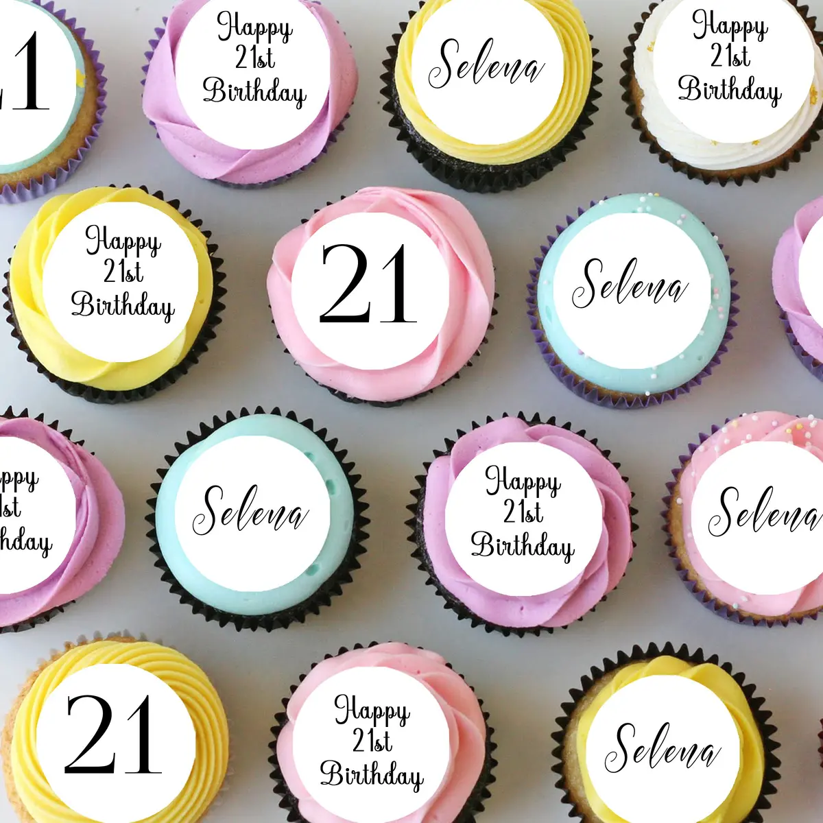 Birthday 21St Pre-Cut Mini Edible Cupcake Or Cookie Toppers 1