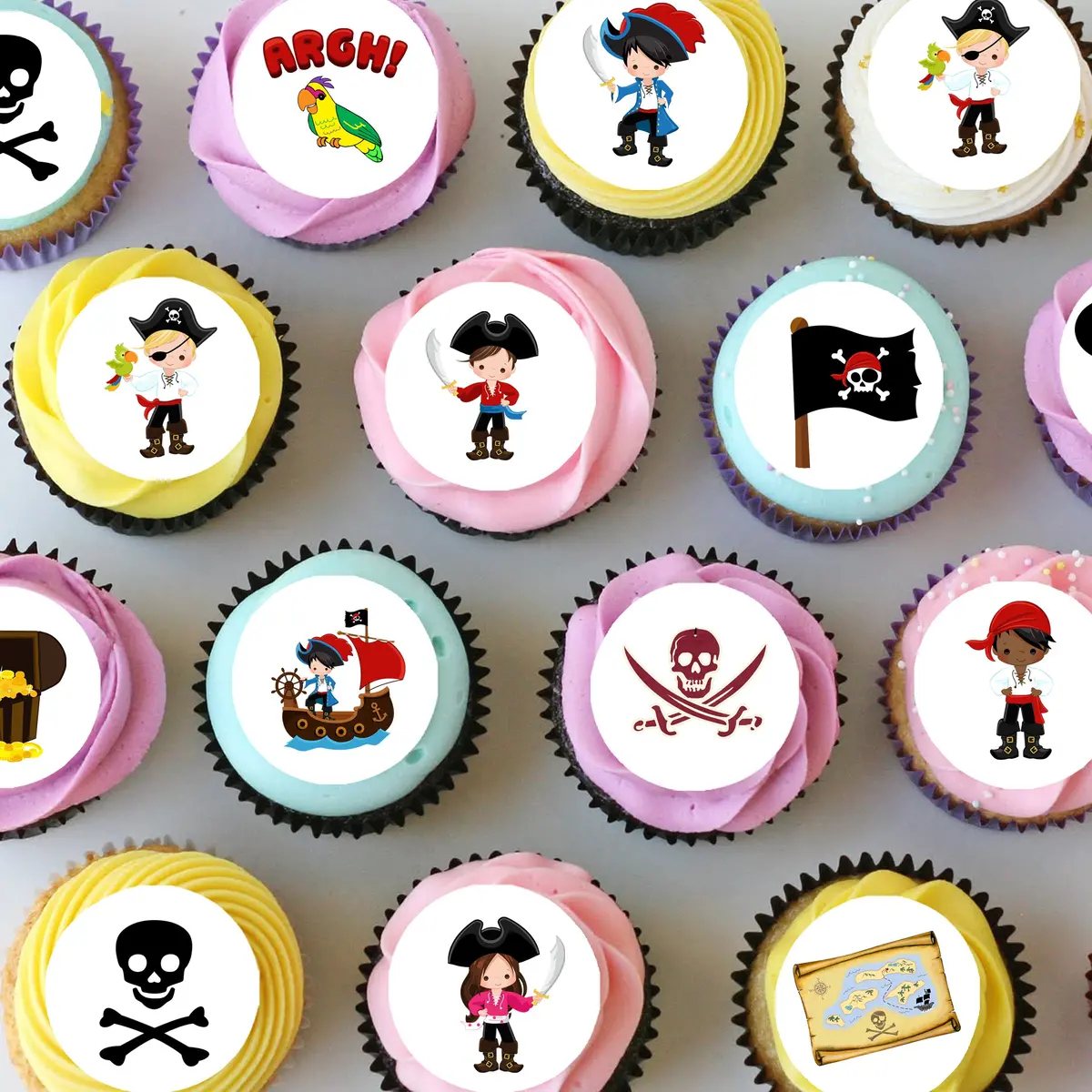 Pirate Pre-Cut Mini Edible Cupcake Or Cookie Toppers 1