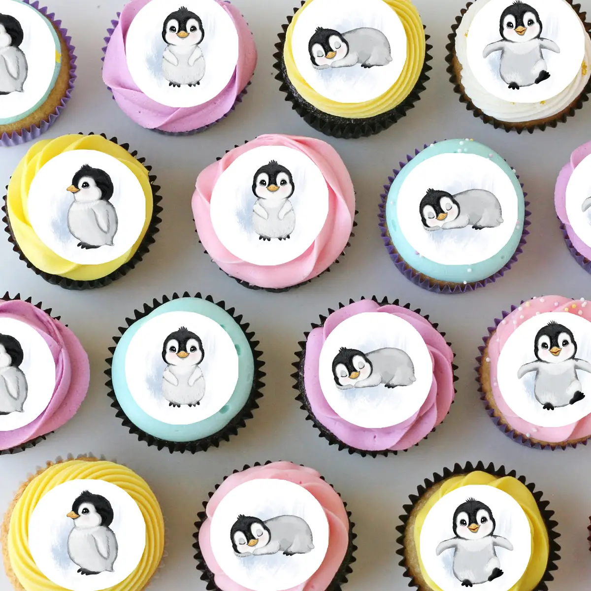 Penguin Pre-Cut Mini Edible Cupcake Or Cookie Toppers 1