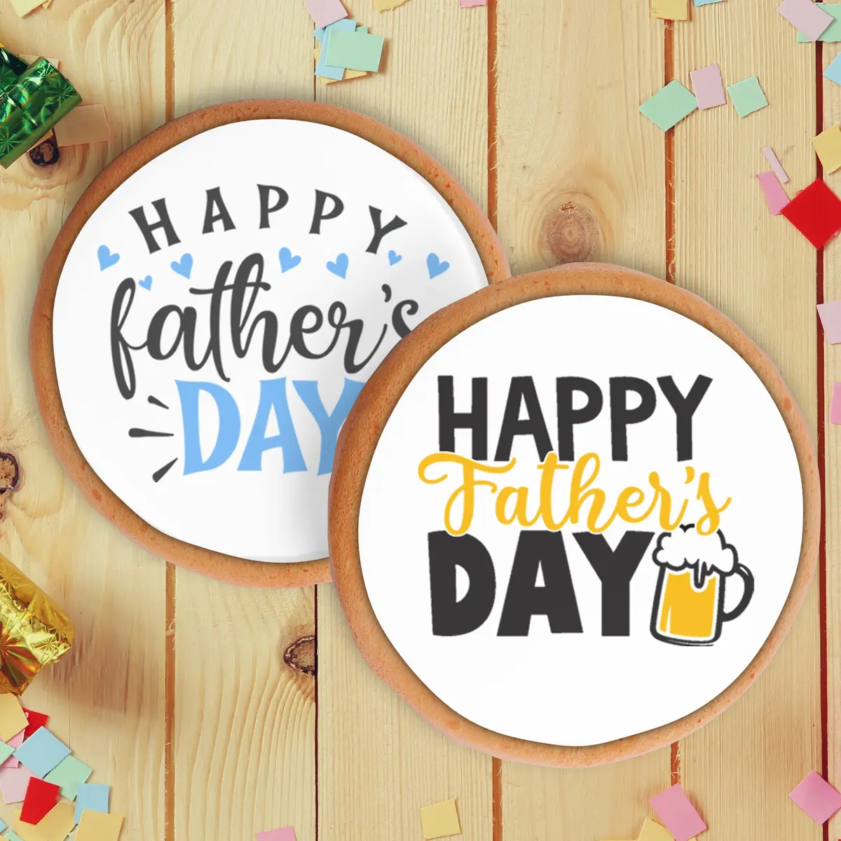 Happy Fathers Day Pre-Cut Edible Icing Cupcake Or Cookie Toppers 1
