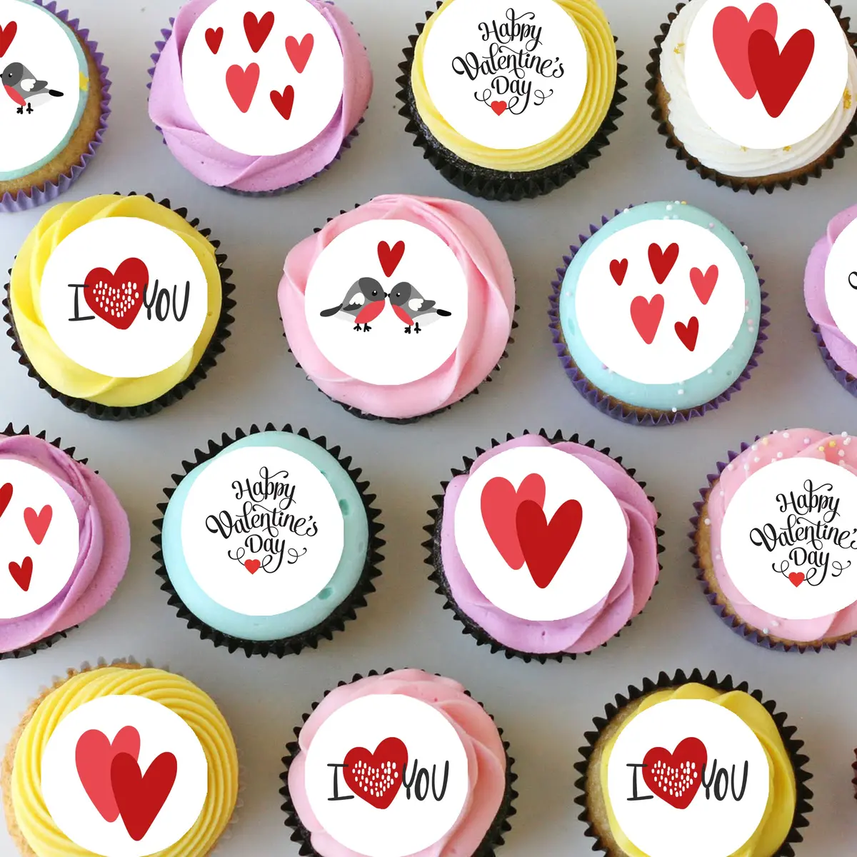Valentines Day Love Pre-Cut Mini Edible Cupcake Or Cookie Toppers 1