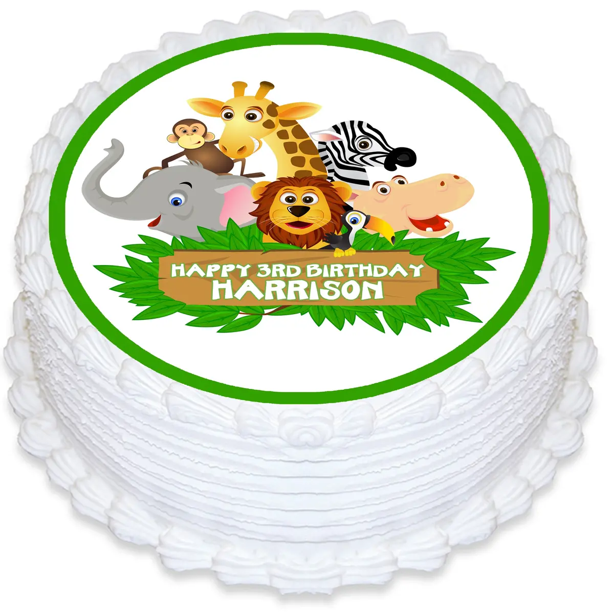 Jungle Animal Round Edible Cake Topper 1