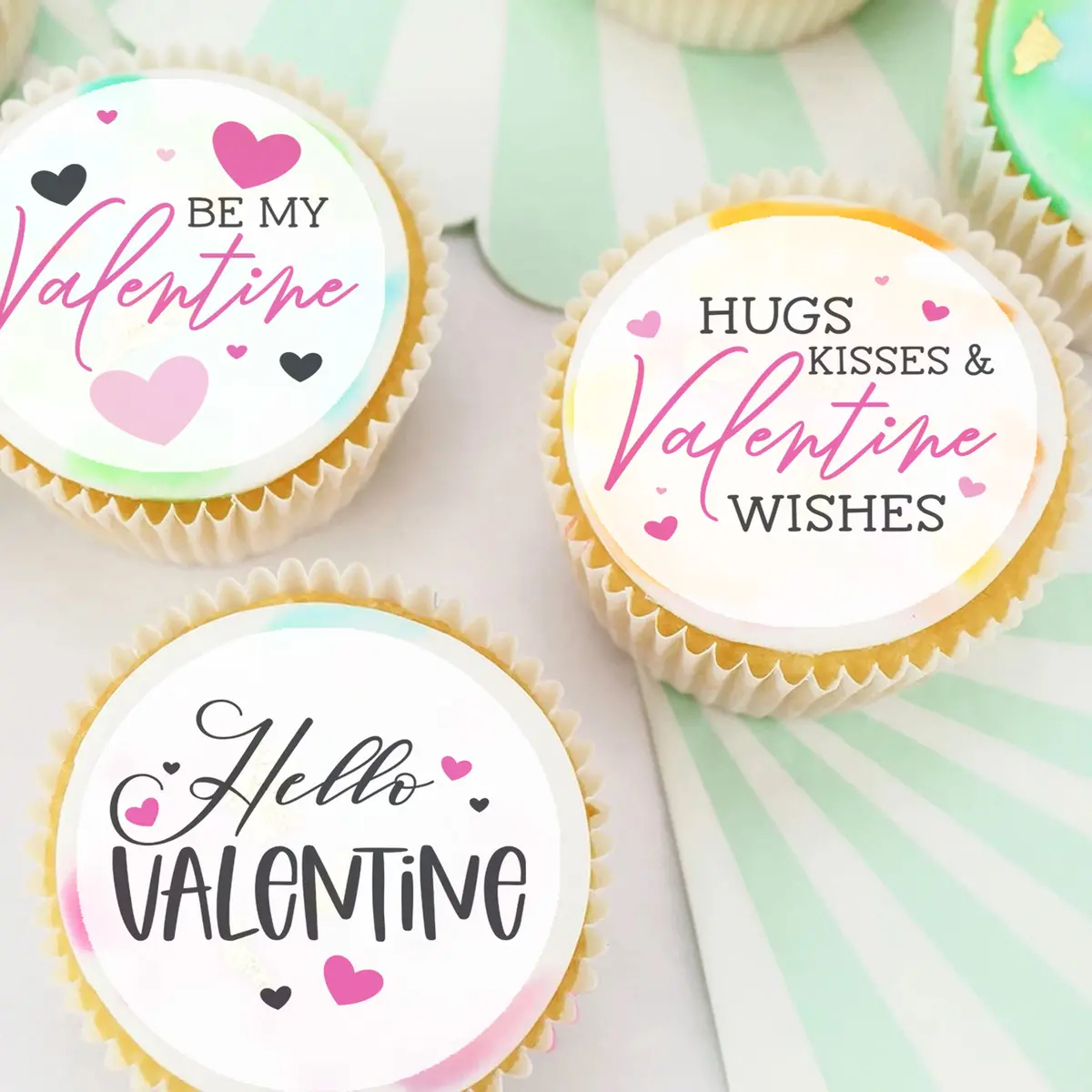 Valentine's Day Love Pre-Cut Edible Icing Cupcake Or Cookie Toppers 1