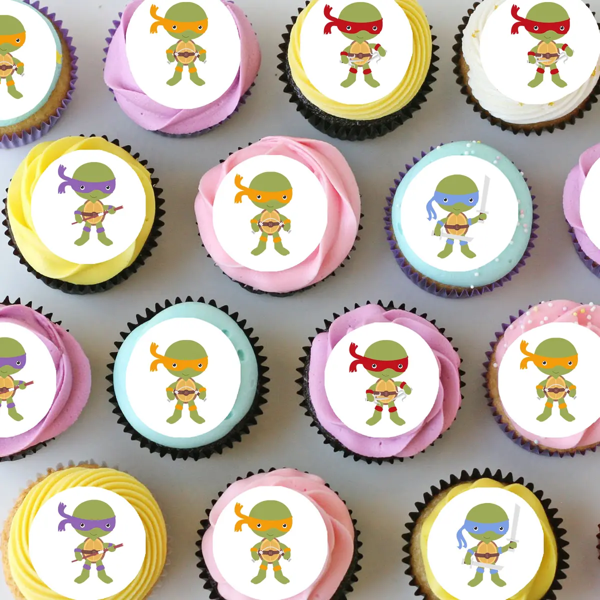 Tmnt Ninja Turtles Pre-Cut Mini Edible Cupcake Or Cookie Toppers 1