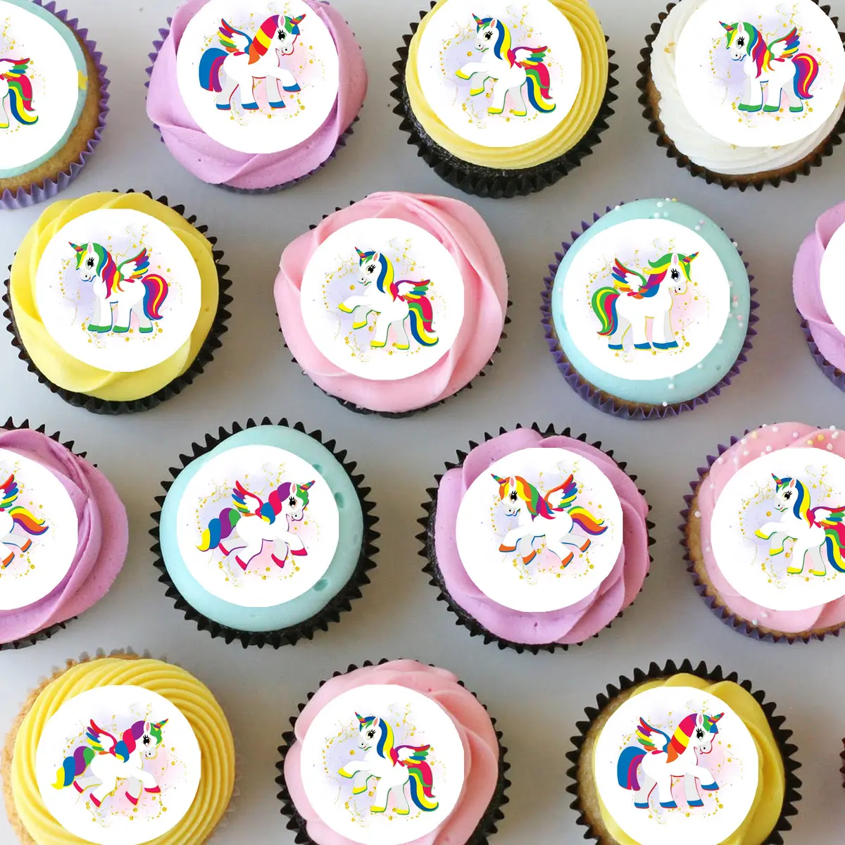 Unicorn Horse Pre-Cut Mini Edible Cupcake Or Cookie Toppers 1