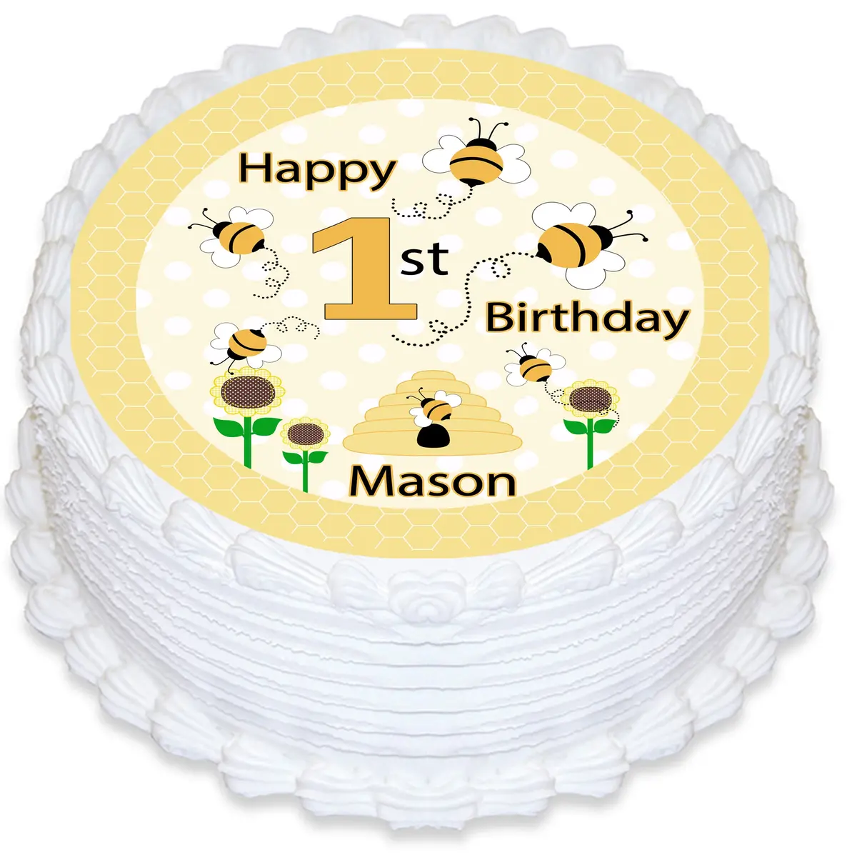 Bumblebee Round Edible Cake Topper 1