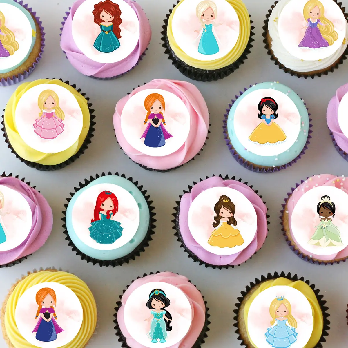 Disney Princess Inspired Pre-Cut Mini Edible Icing Cupcake Or Cookie Toppers 1