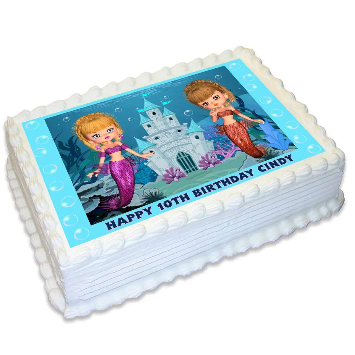 Mermaid Under The Sea Rectangle Edible Cake Topper 1