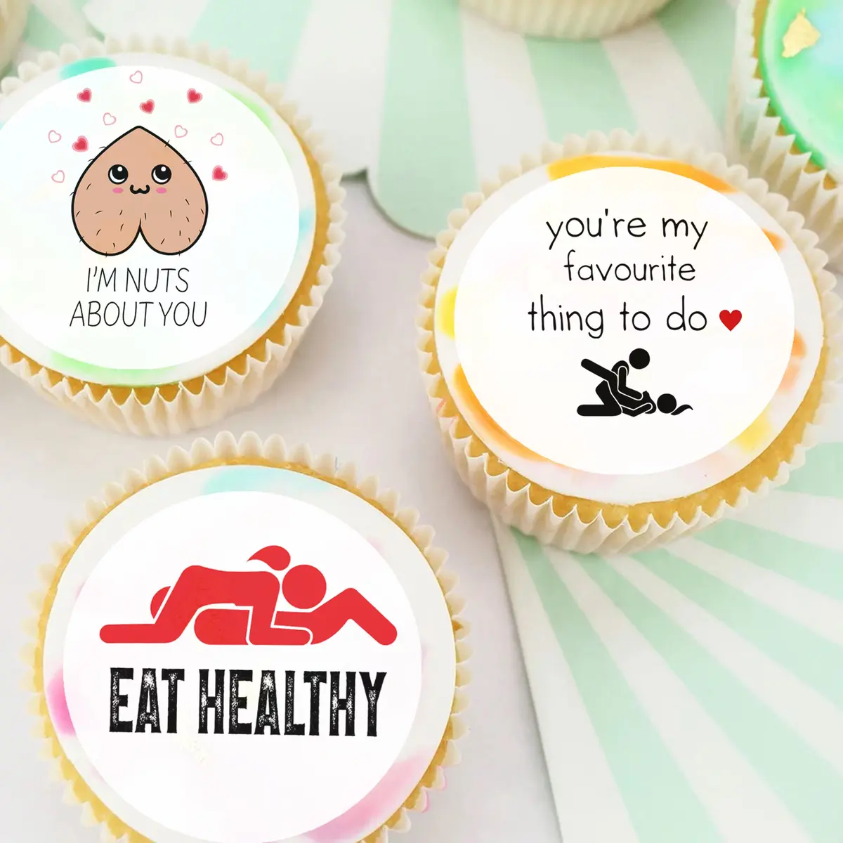 Cheeky Valentine Love Pre-Cut Edible Cupcake Or Cookie Toppers 1
