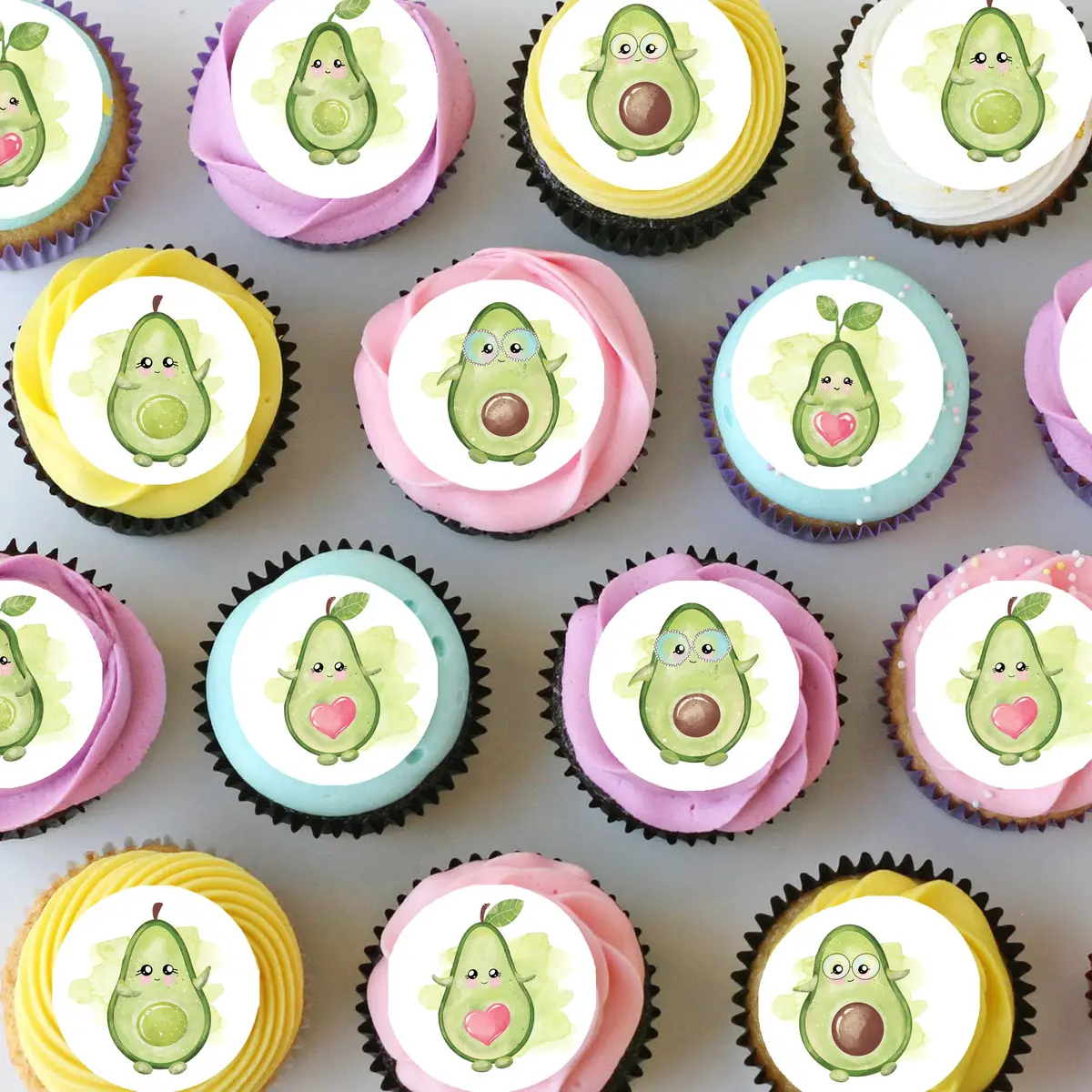 Avocado Avo Pre-Cut Mini Edible Cupcake Or Cookie Toppers 1