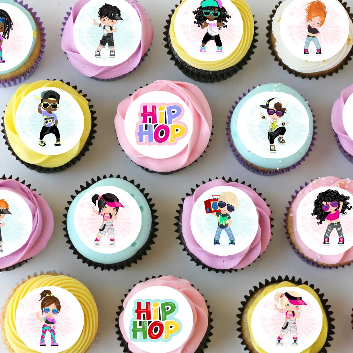 Hip Hop Dance Pre-Cut Mini Edible Icing Cupcake Or Cookie Toppers 1