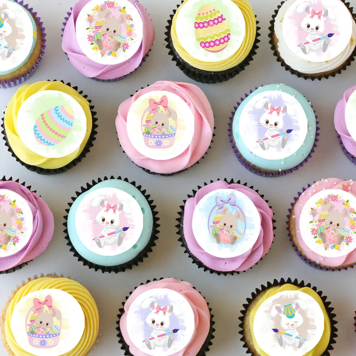 Easter Bunny Rabbit Pre-Cut Mini Edible Cupcake Or Cookie Toppers 1