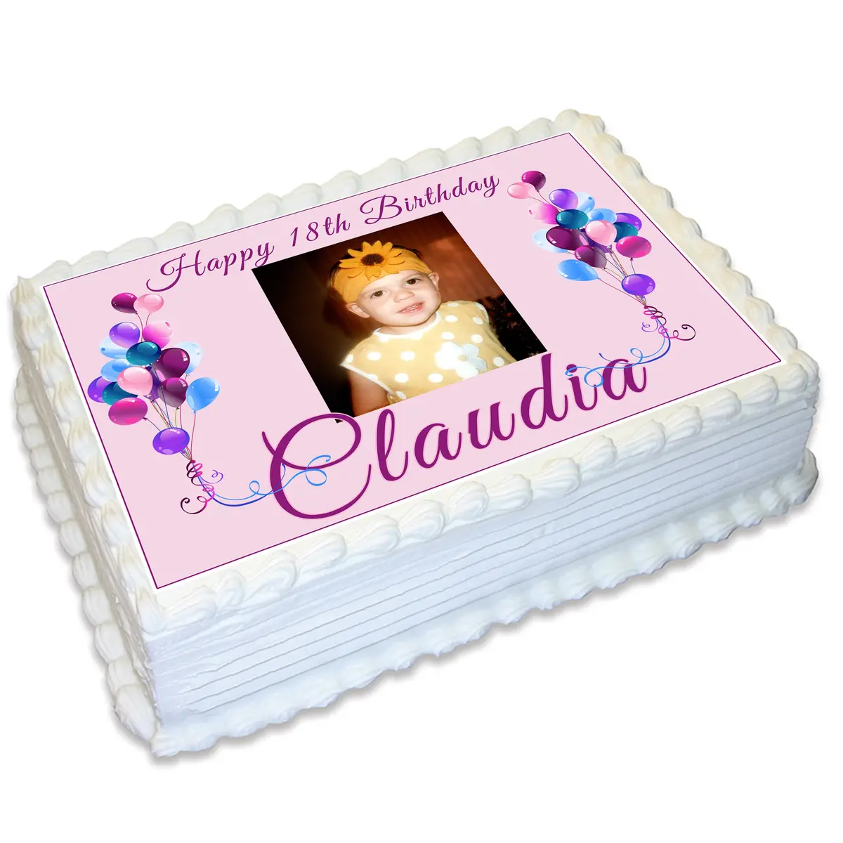 Balloons Rectangle Edible Cake Topper With Photo 1