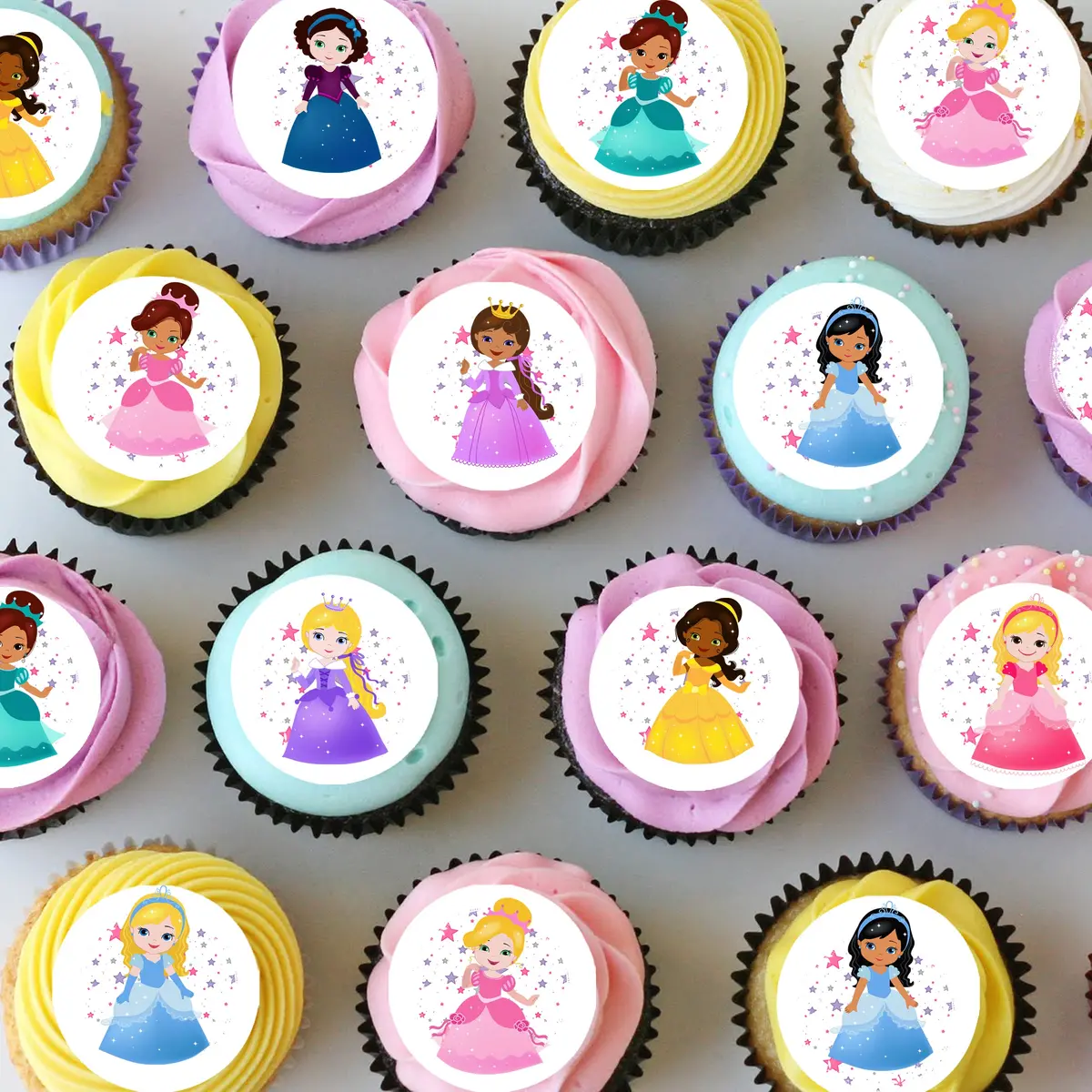 Disney Princess Inspired Pre-Cut Mini Edible Icing Cupcake Or Cookie Toppers 1