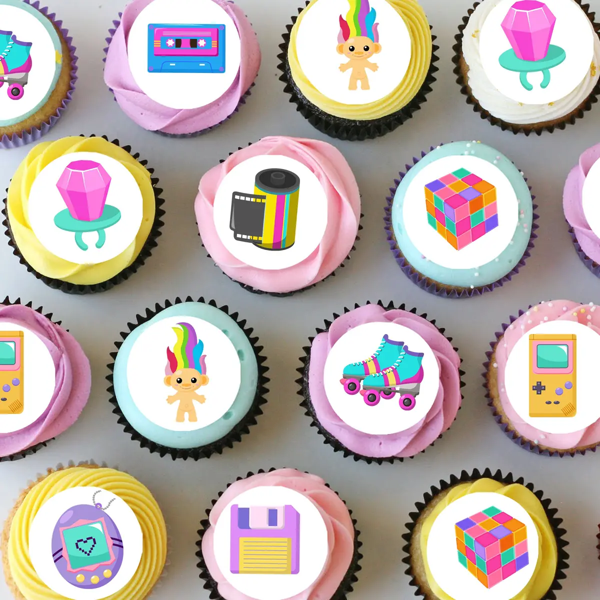 Back To The Nineties 90'S Pre-Cut Mini Edible Icing Cupcake Or Cookie Toppers 1