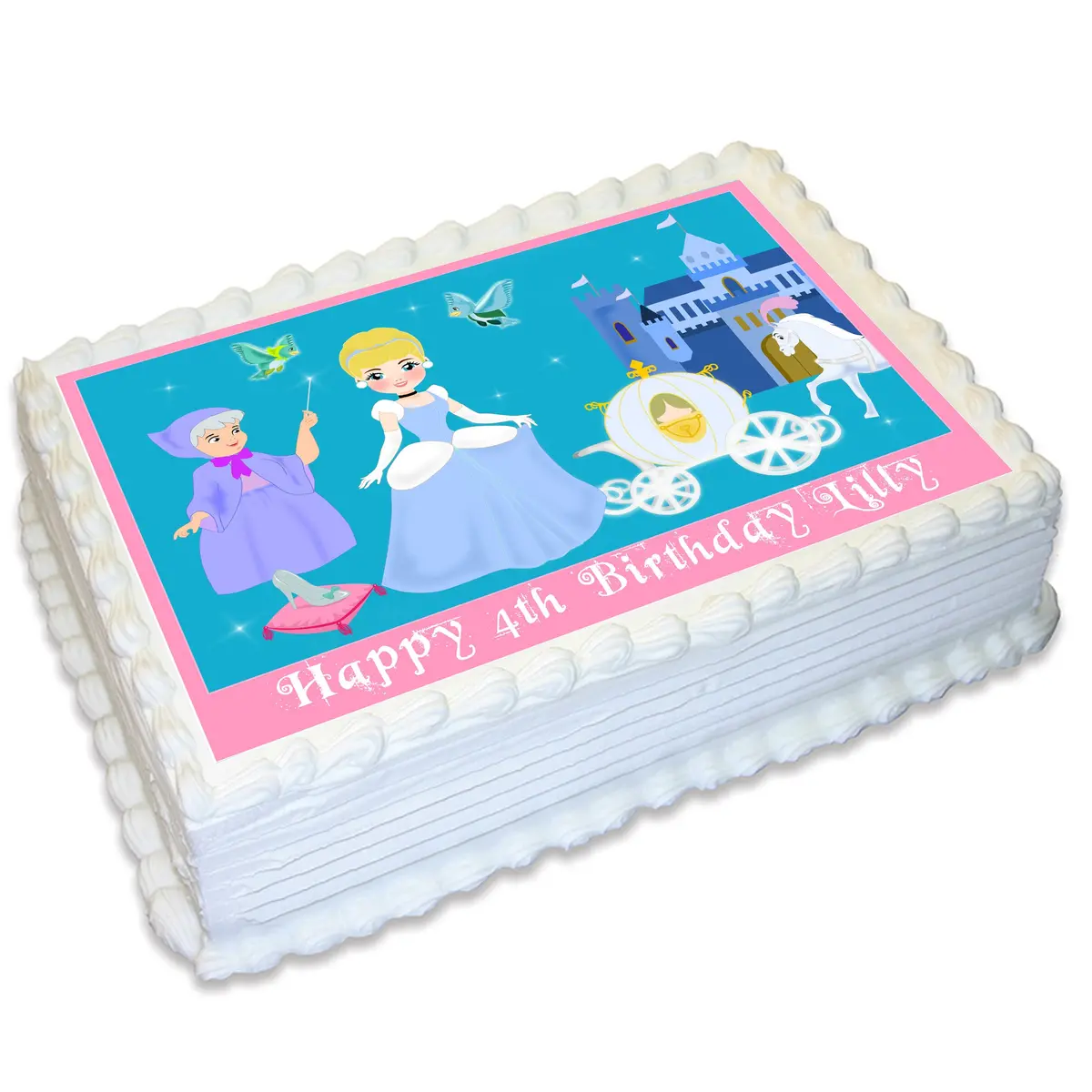 Cinderella Inspired Rectangle Edible Cake Topper 1