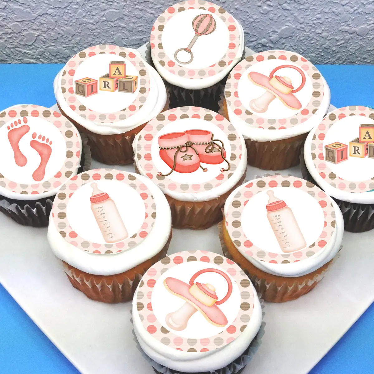 Baby Girl Edible Cupcake Toppers 1