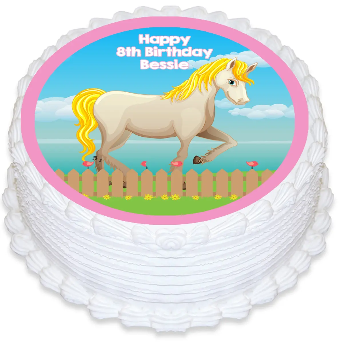 Horse Themed Round Edible Cake Topper 1