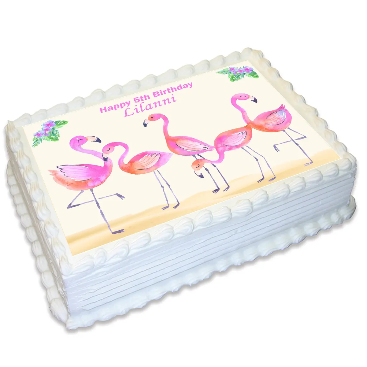 Flamingo Rectangle Edible Cake Topper 1