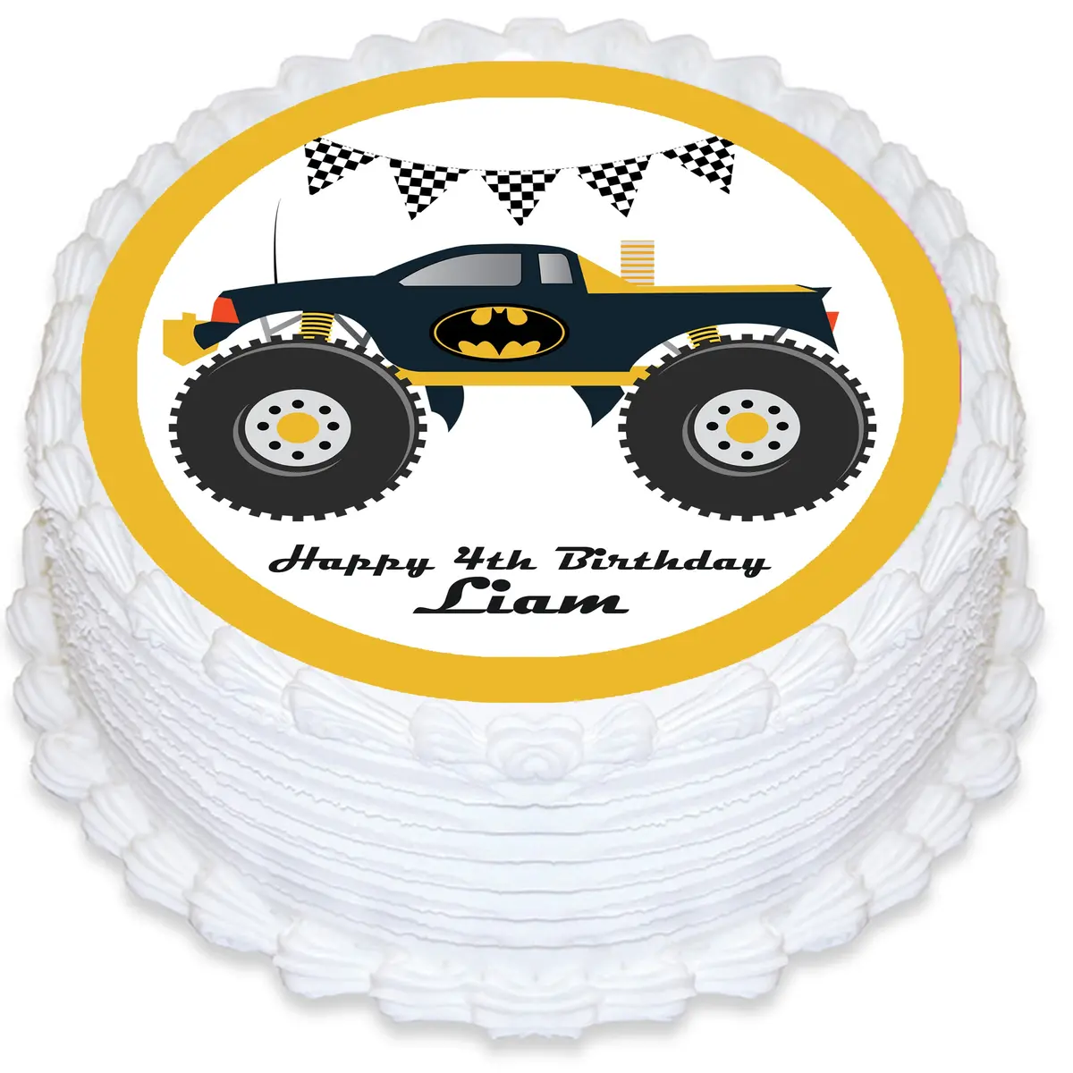 Monster Truck Round Edible Cake Topper 1