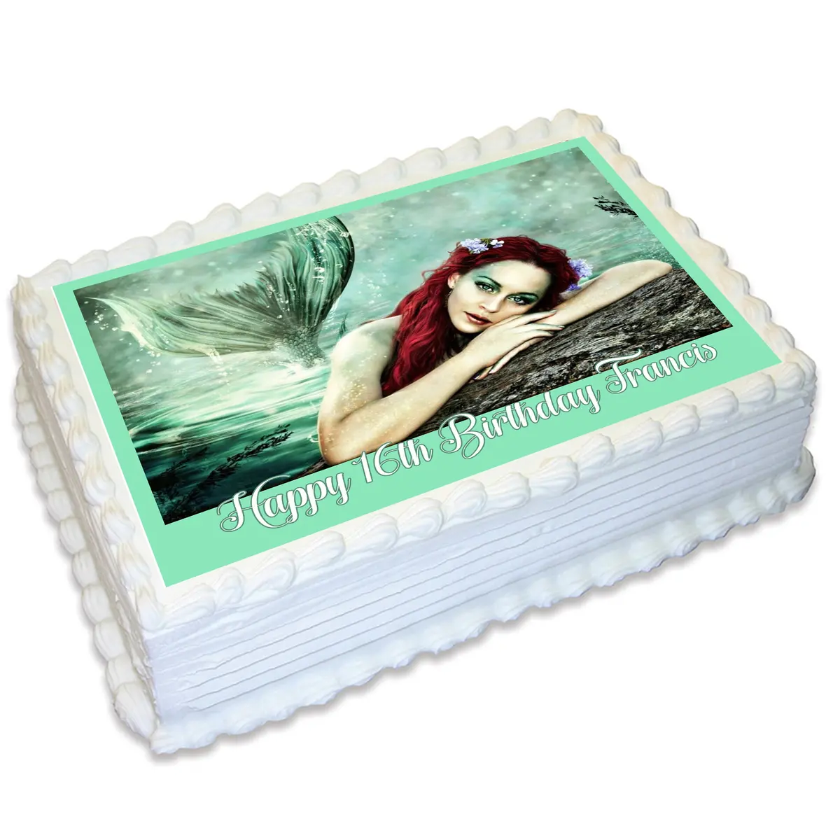 Mermaid Rectangle Edible Cake Topper 1