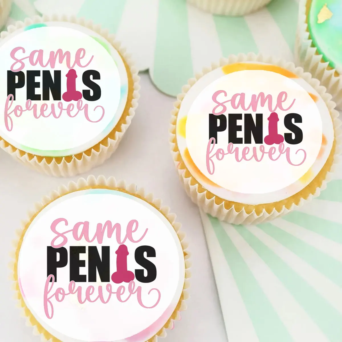 Hens Bachelorette Cheeky Pre-Cut Edible Icing Cupcake Or Cookie Toppers 1