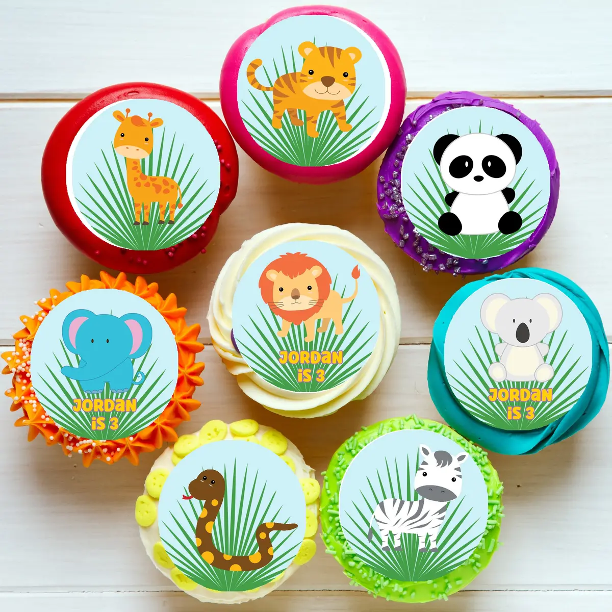 Jungle Animal Safari Edible Cupcake Toppers 1
