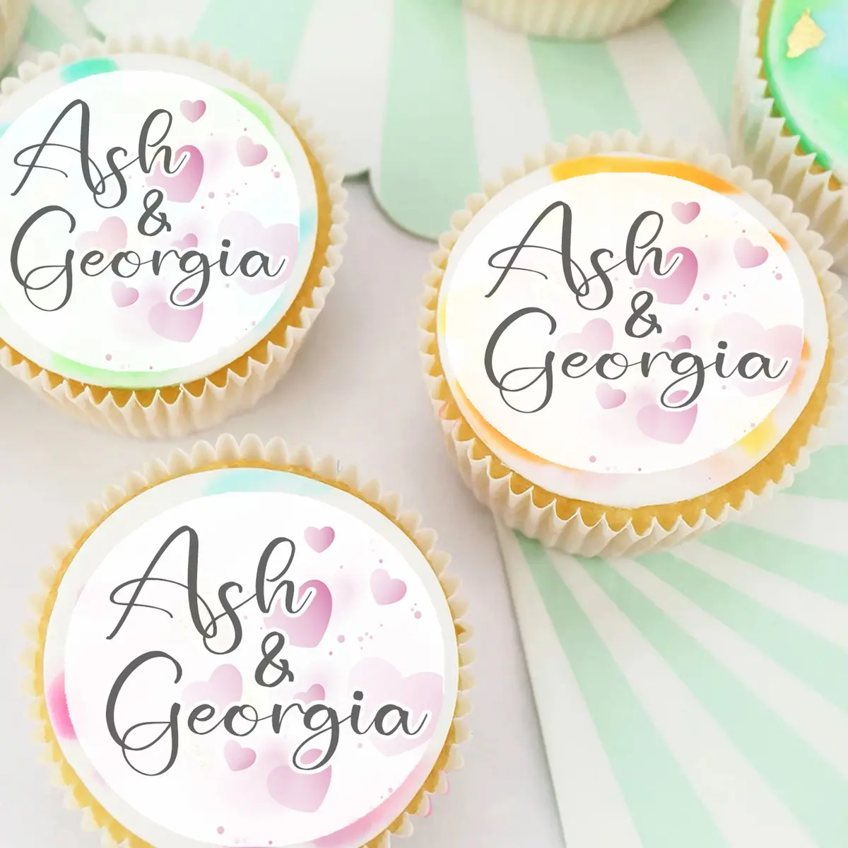 Engagement Wedding Pre-Cut Edible Icing Cupcake Or Cookie Toppers 1