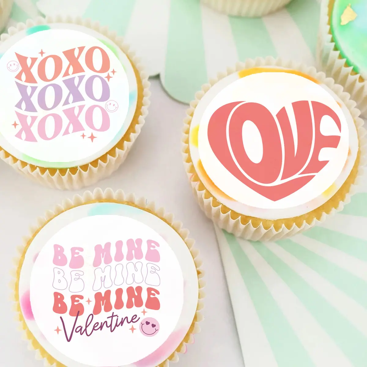 Valentine's Day Love Pre-Cut Edible Cupcake Or Cookie Toppers 1