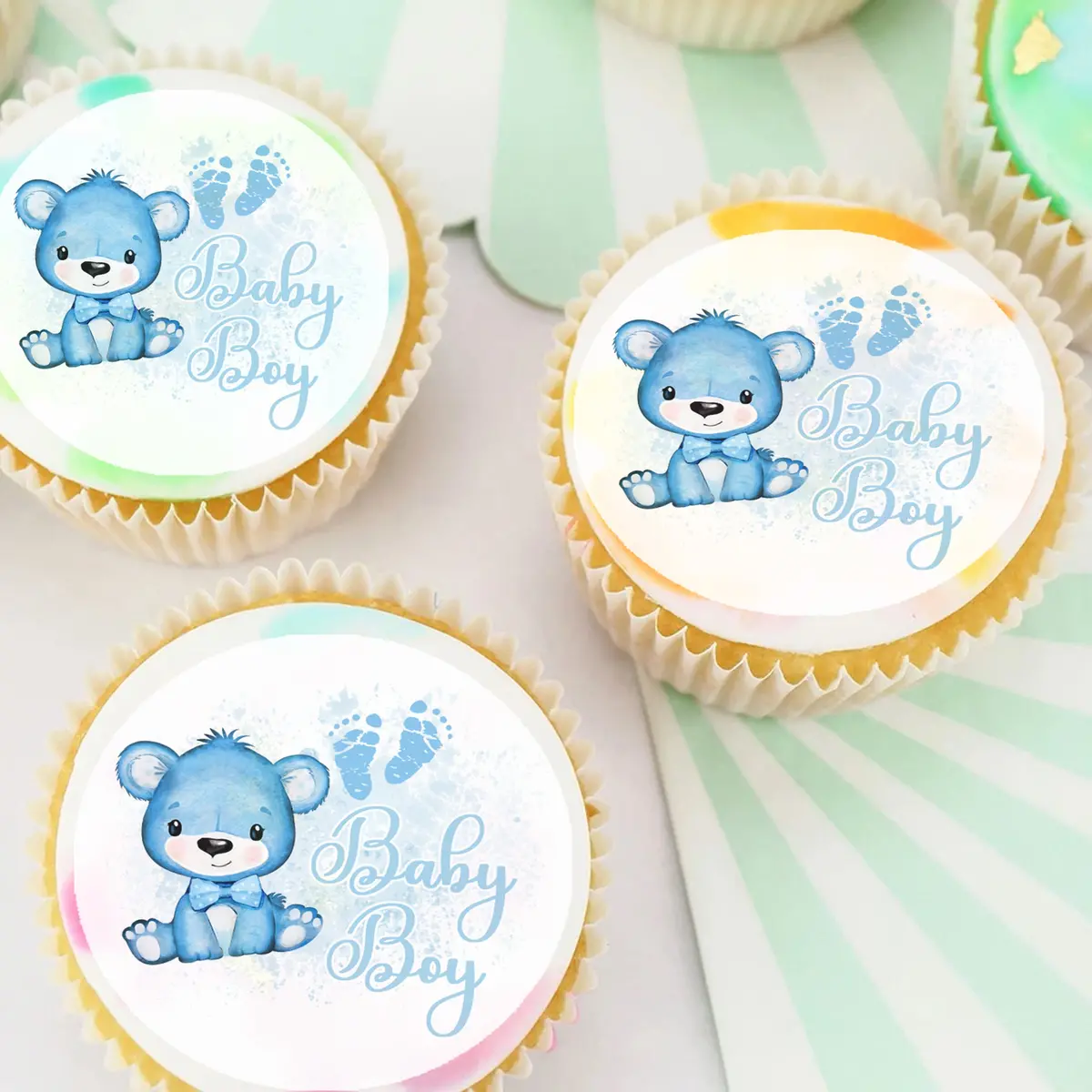 Baby Boy Shower Pre-Cut Edible Cupcake Or Cookie Toppers 1