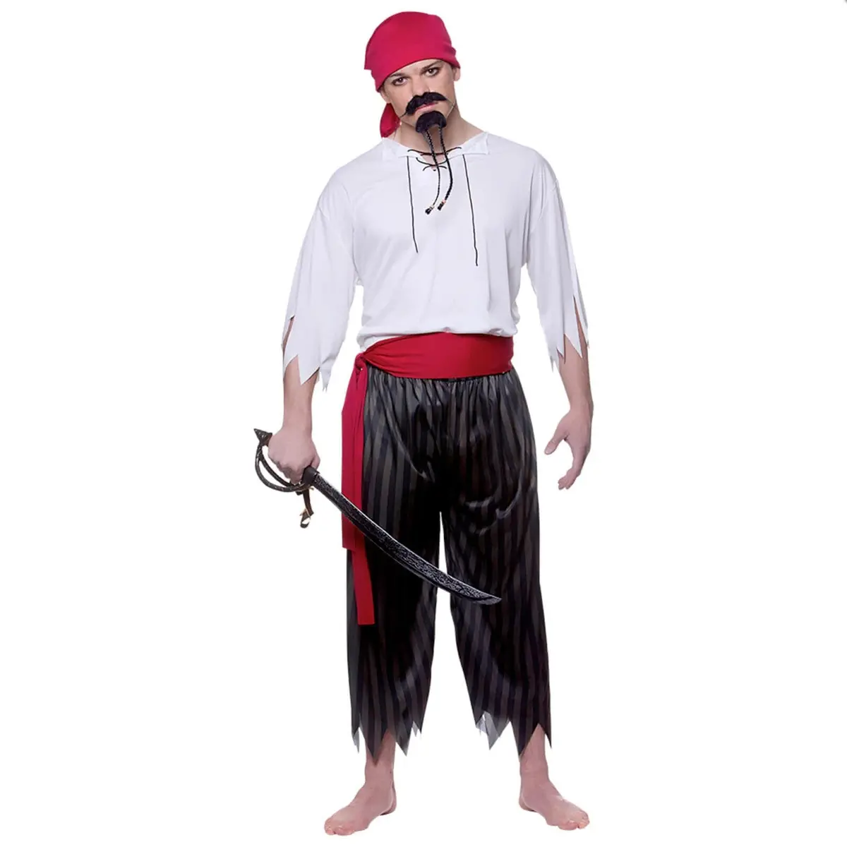 Mens Pirate Shipmate Costume Caribbean Sailor Fancy Dress 1