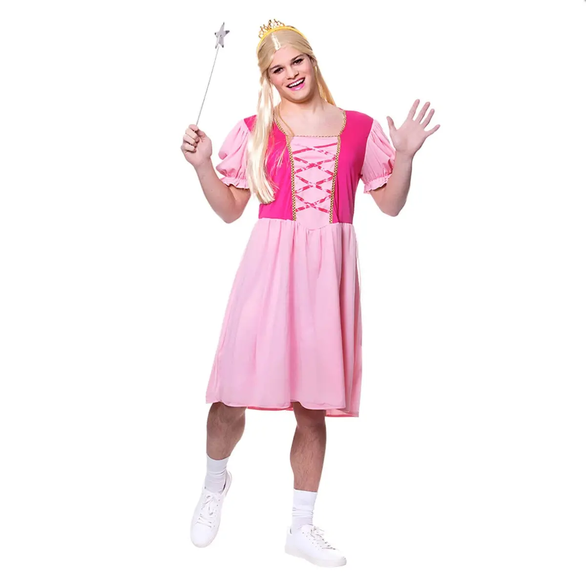 Mens Funny Princess Costume Pink Fancy Dress Tiara Party 1