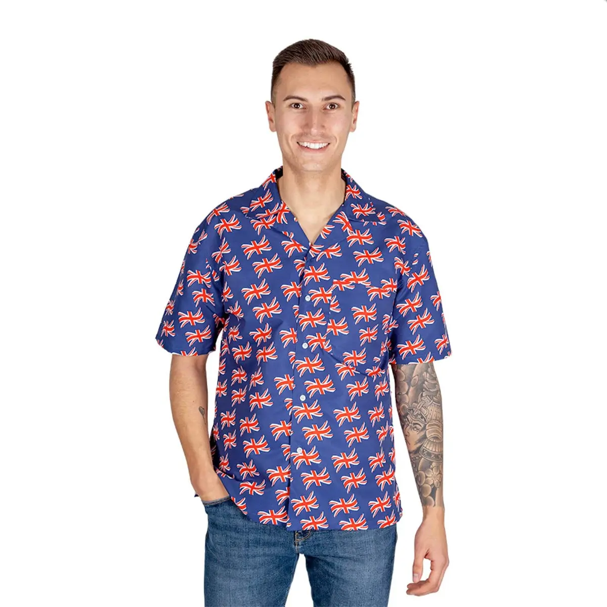 Gb Hawaii Shirt Union Jack Flag Stag Street Party Fancy Dress 1