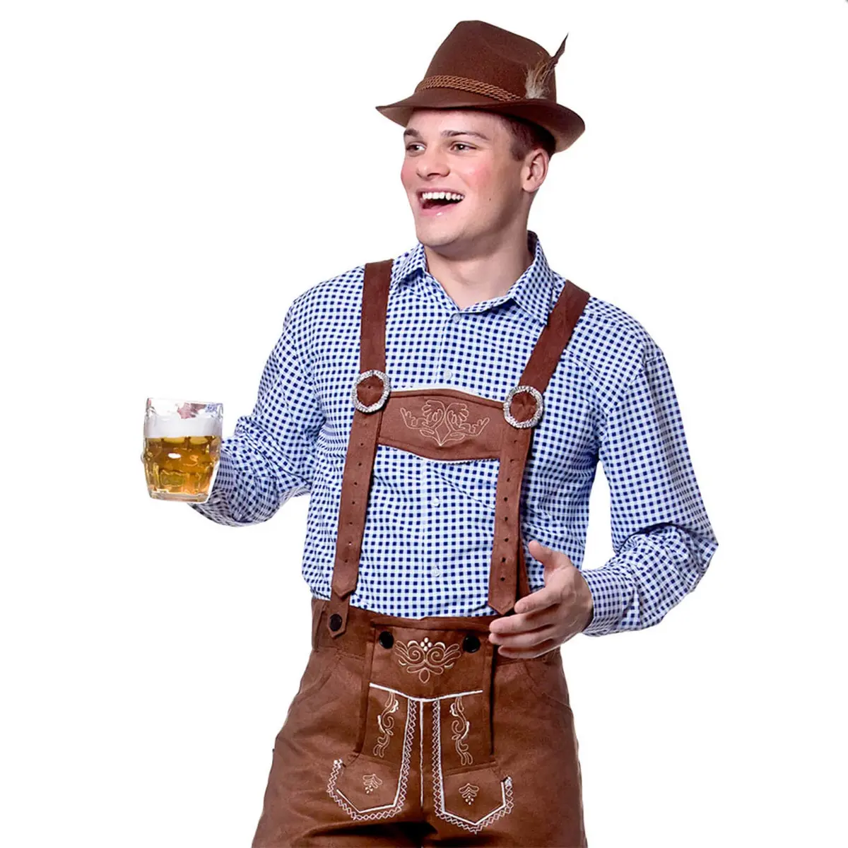Mens Oktoberfest Shirt Checked Beer Festival Top Fancy Dress 1