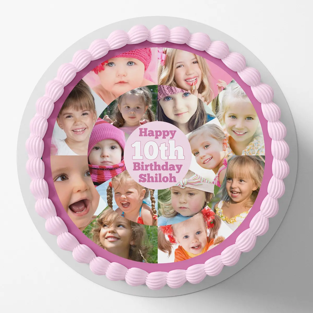 Photo Collage Pre-Cut Round Edible Cake Topper 1