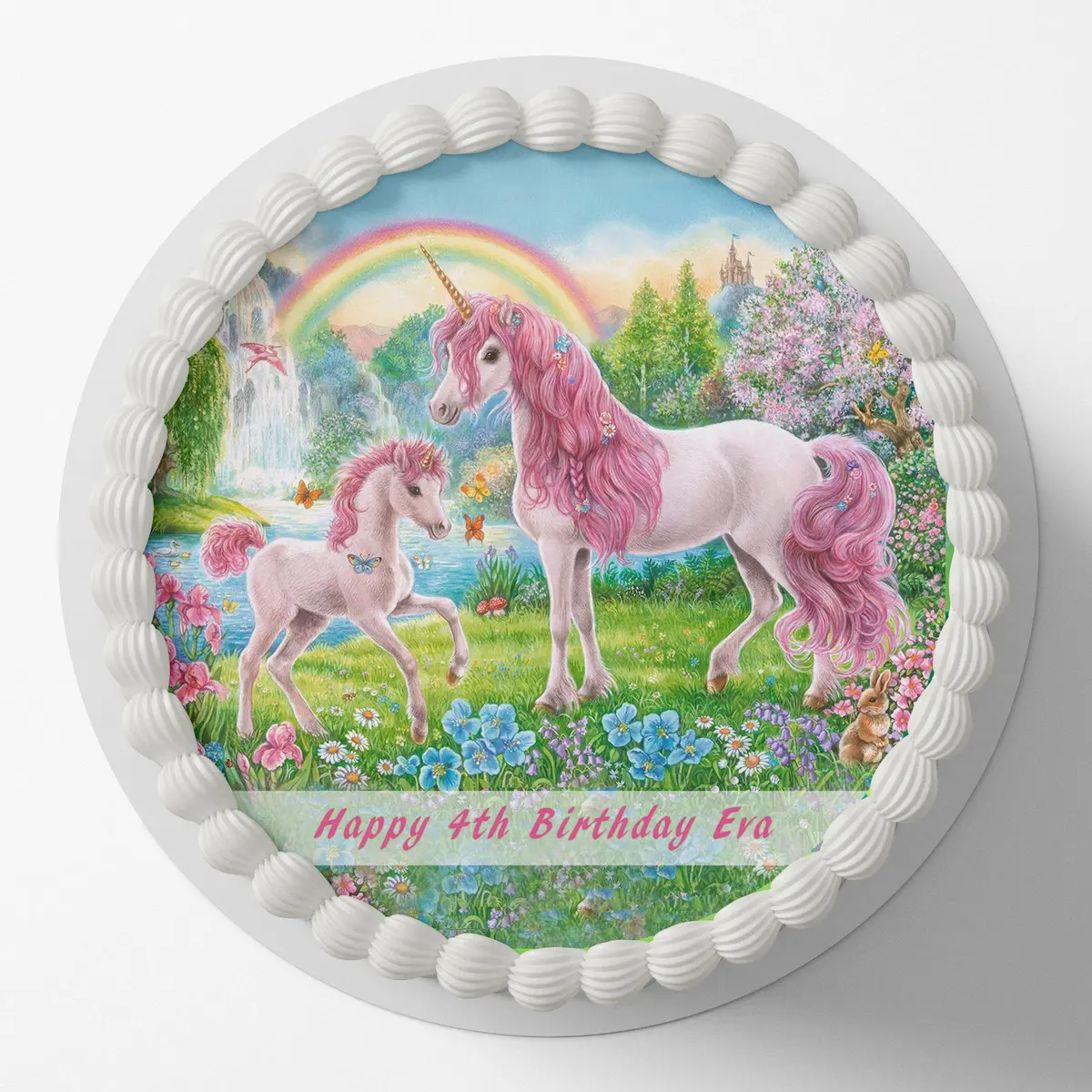 Unicorn Pre-Cut Round Edible Cake Topper 1