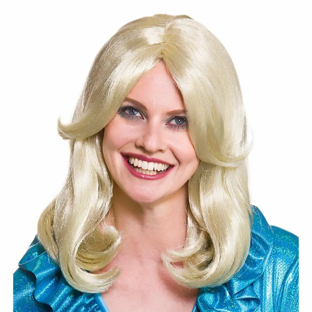 1970S Glamour Wig Blonde Flick Hair Fancy Dress Halloween 1