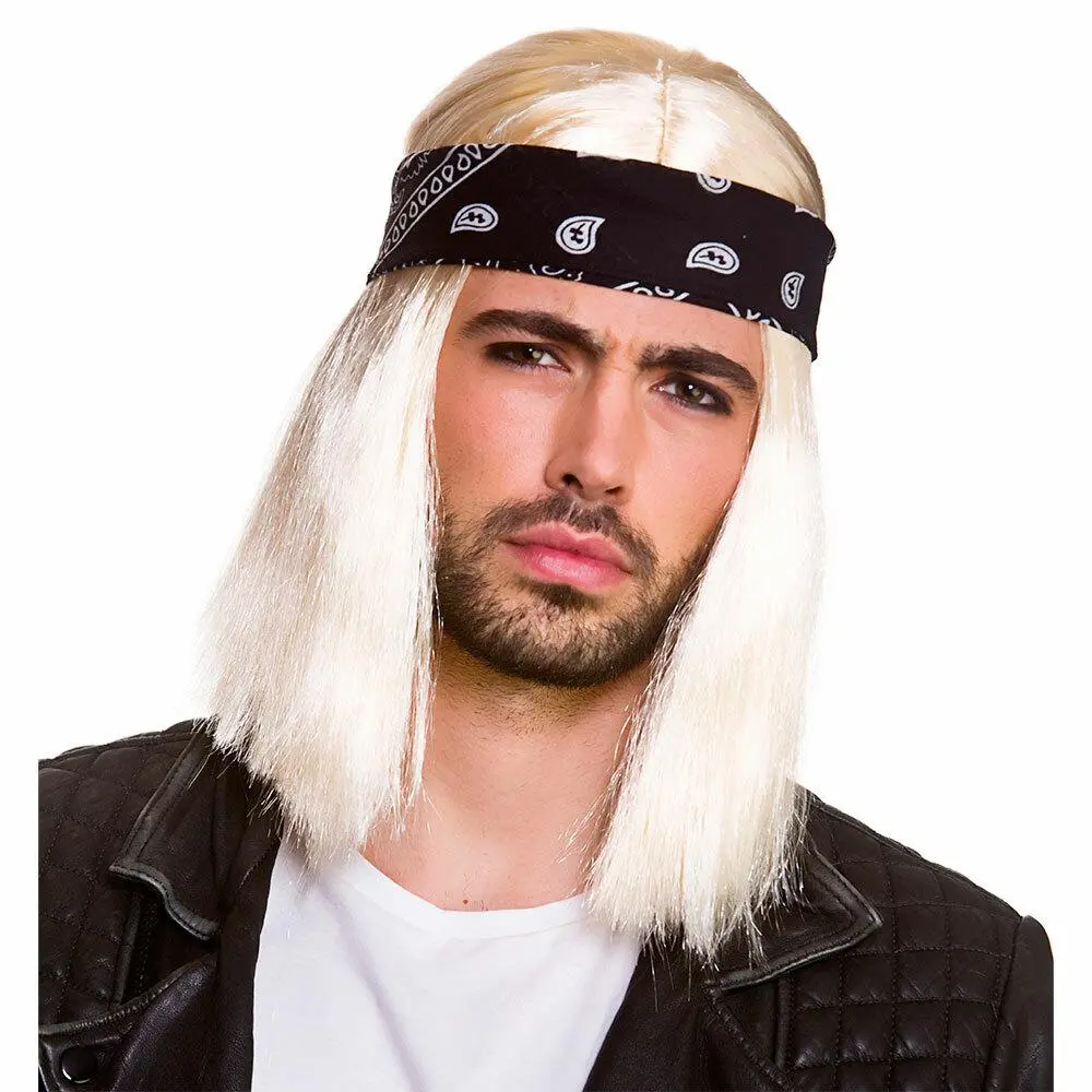 1990S Rocker Wig White Hair Headband Fancy Dress Halloween 1