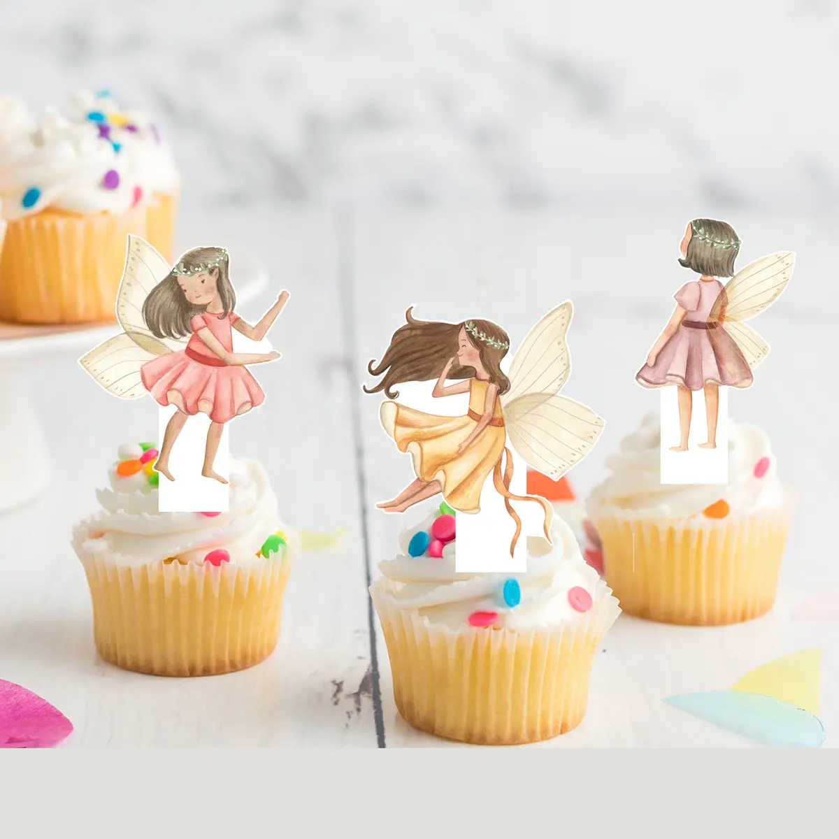 Fairies Pre-Cut Edible Stand-Up Wafer Card Toppers 1