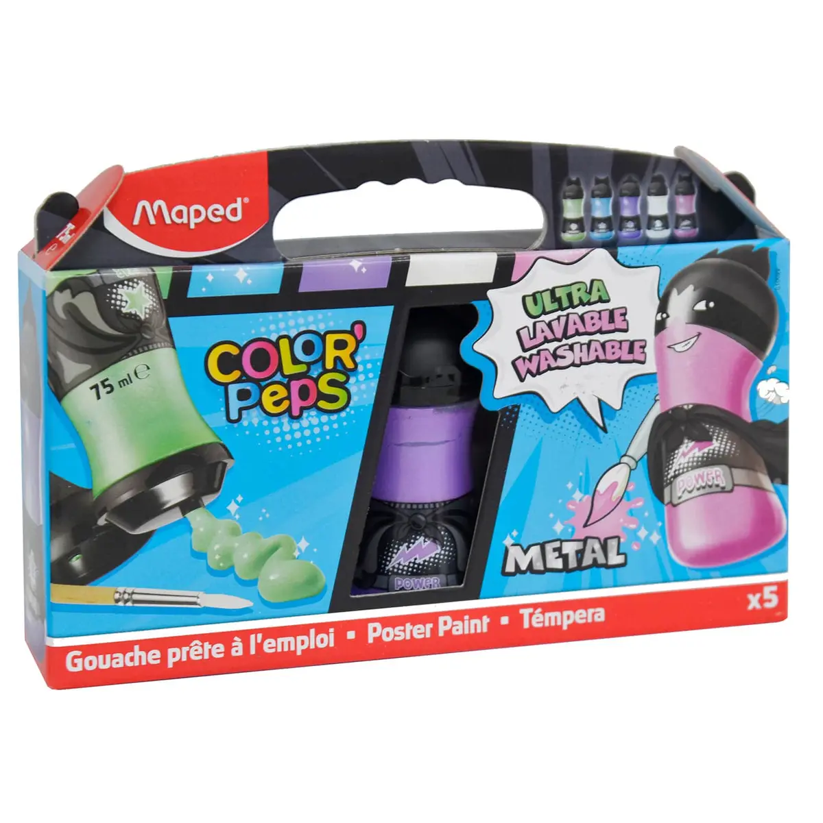 Pack Of 5 Maped Color Peps Metallic Poster Paint Washable 75Ml 1