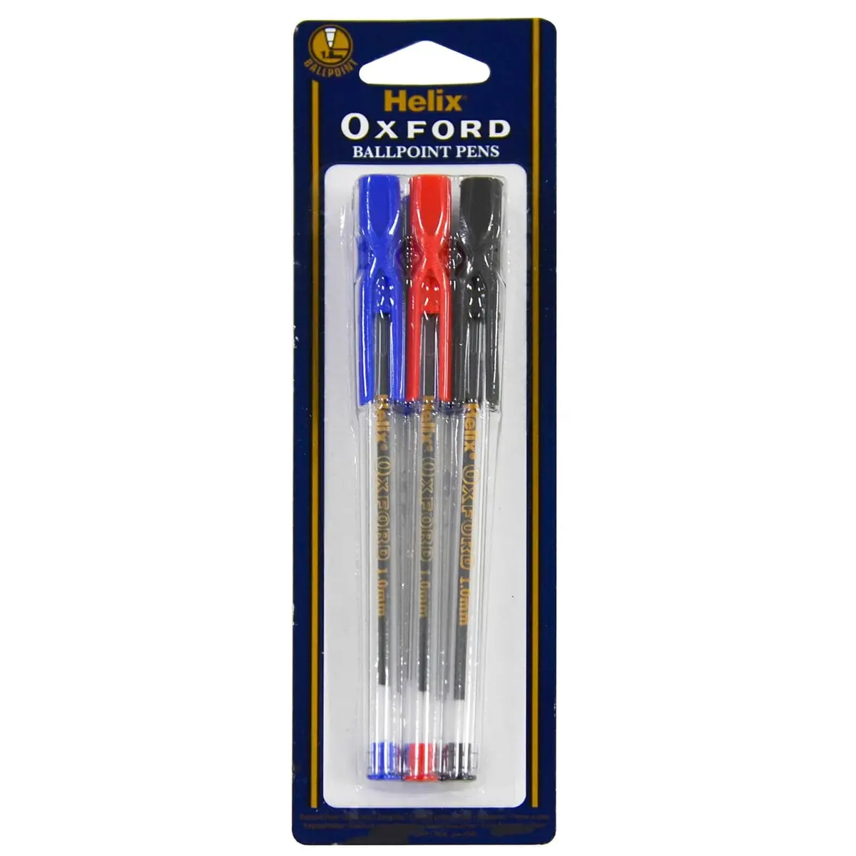 Pack Of 6 Helix Oxford Ballpoint Pens Blue Red Black 1Mm Tip 1