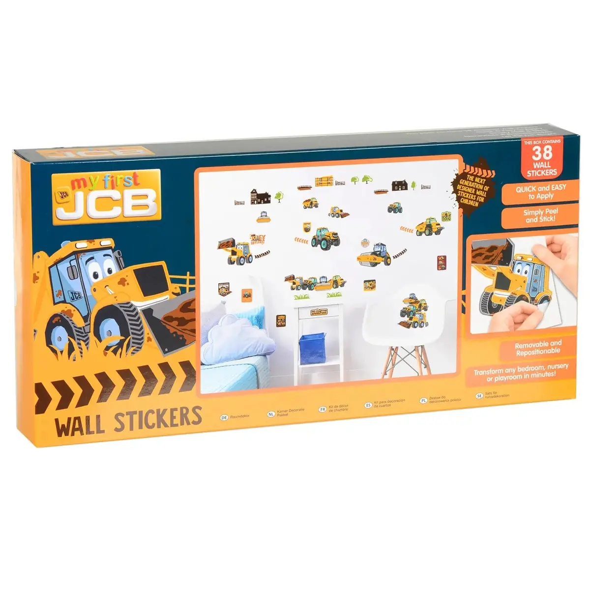 Box Of 38 Jcb Wall Stickers Quick Easy Peel Stick Removable 1