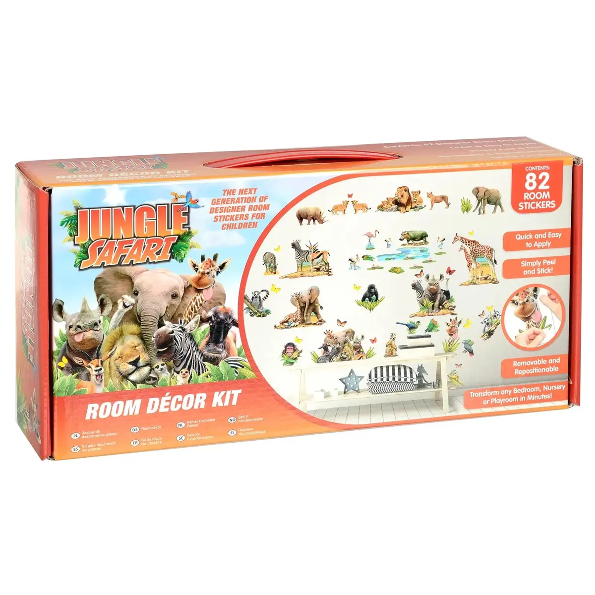 Box Of 82 Jungle Safari Room Stickers Easy Peel Stick Removable 1