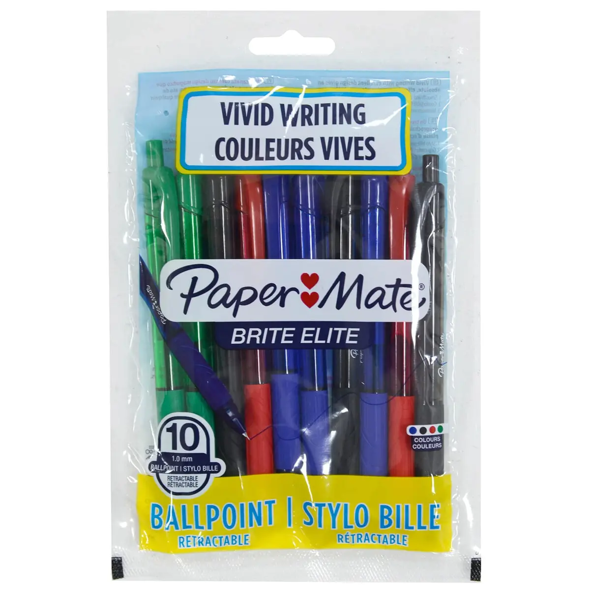 10 Pack Paper Mate Retractable Ballpoint Pens Mixed Colours 1