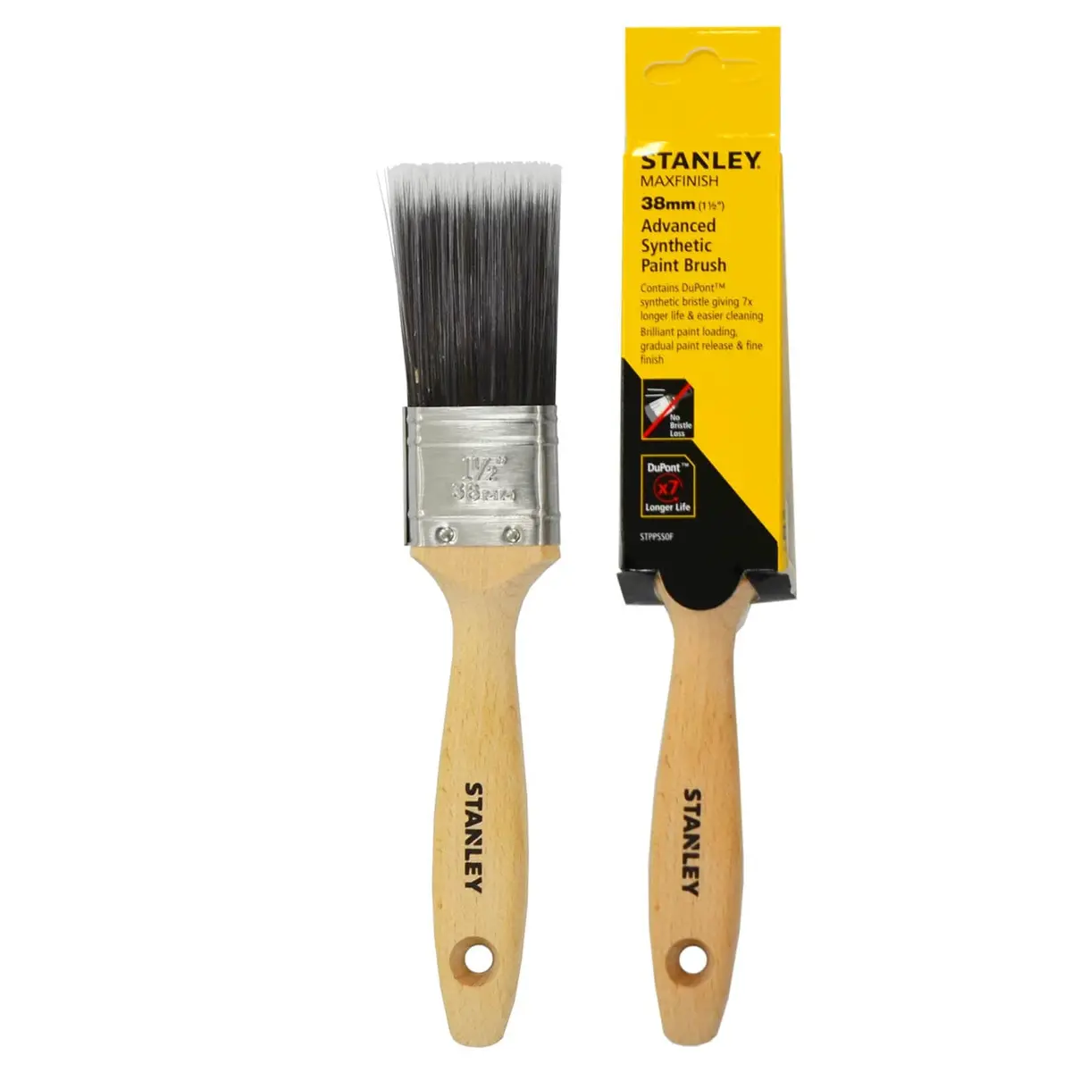 Stanley Max Finish Paint Brush Synthetic Bristles Wood Handle 1