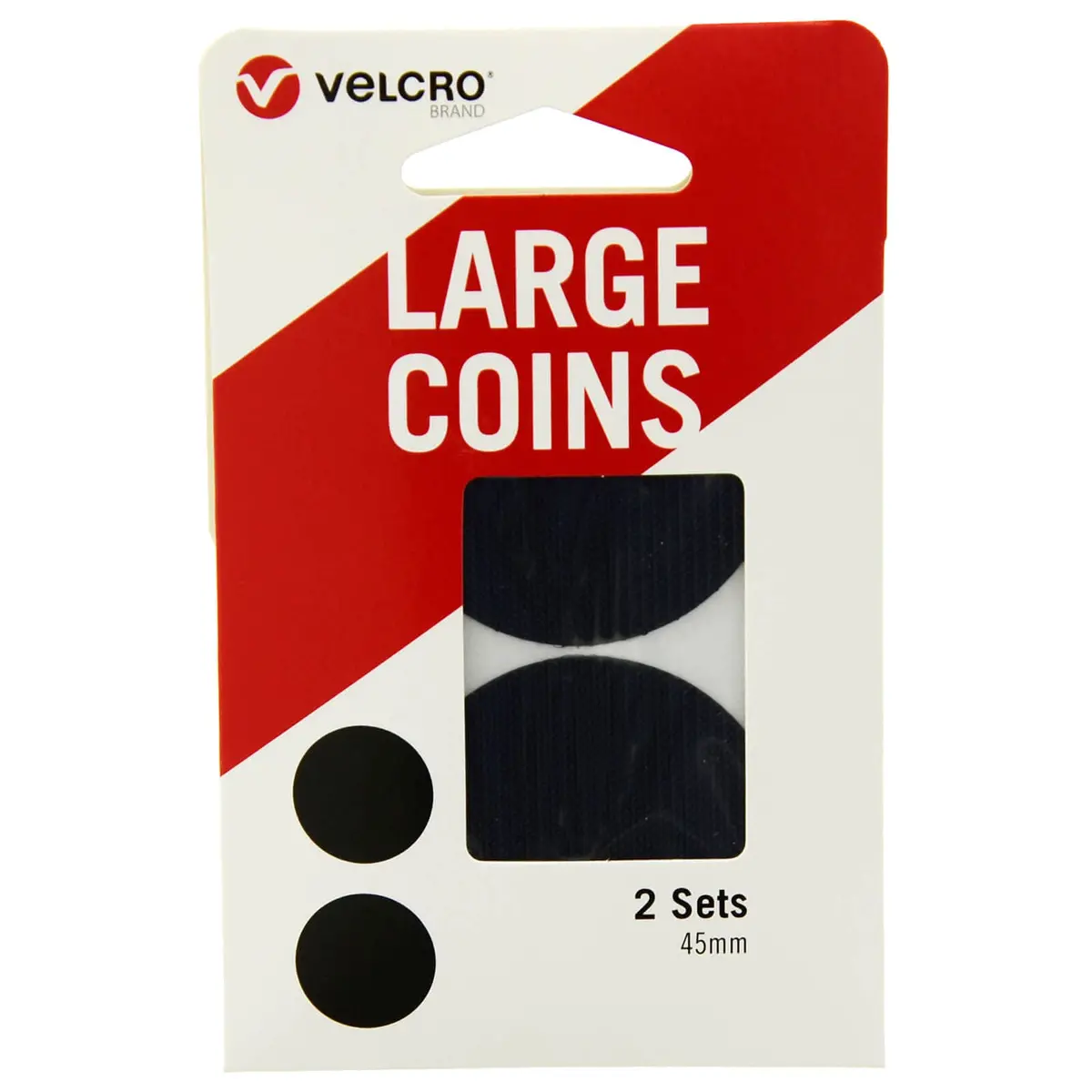 Velcro® Brand Large Coins 45Mm Black 2 Sets Self Adhesive Pads 1