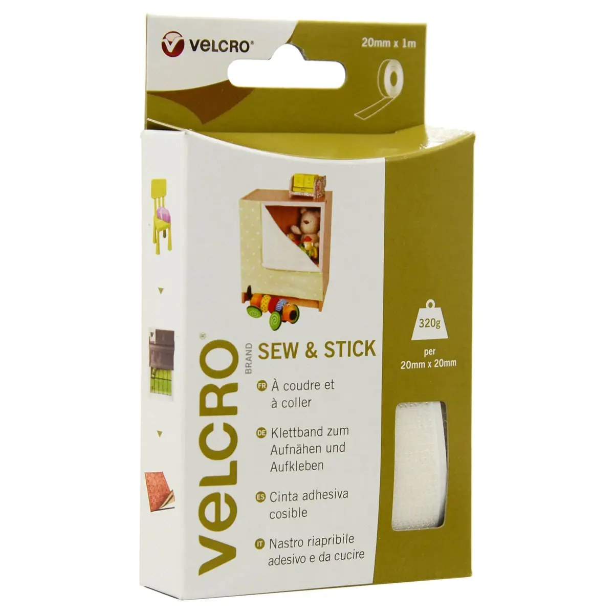 Velcro® Brand Sew & Stick Tape 20Mm X 1M Rolls Cut To Size 1