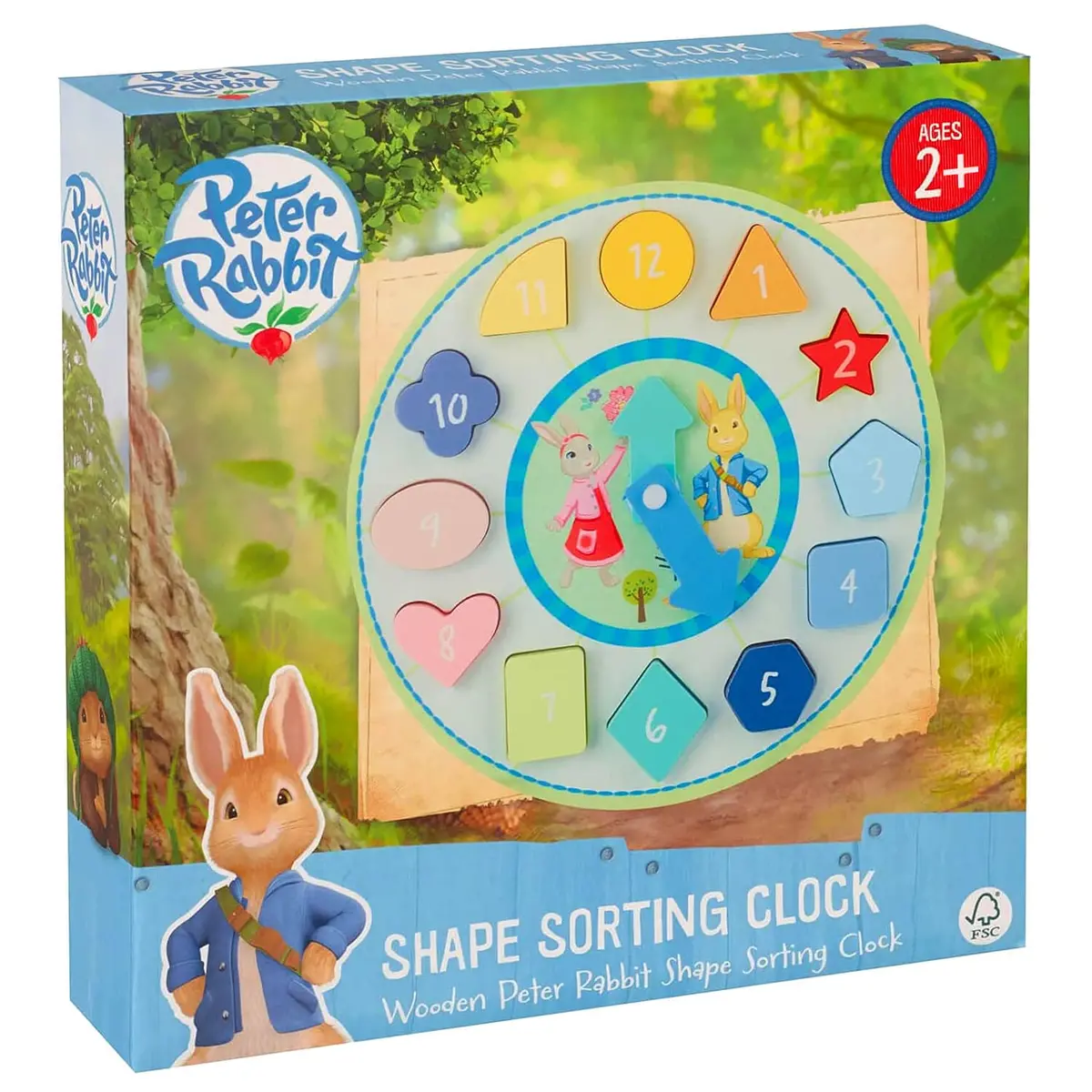 Wooden Peter Rabbit Shape Sorting Clock Numbers Time Toddler Toy 1