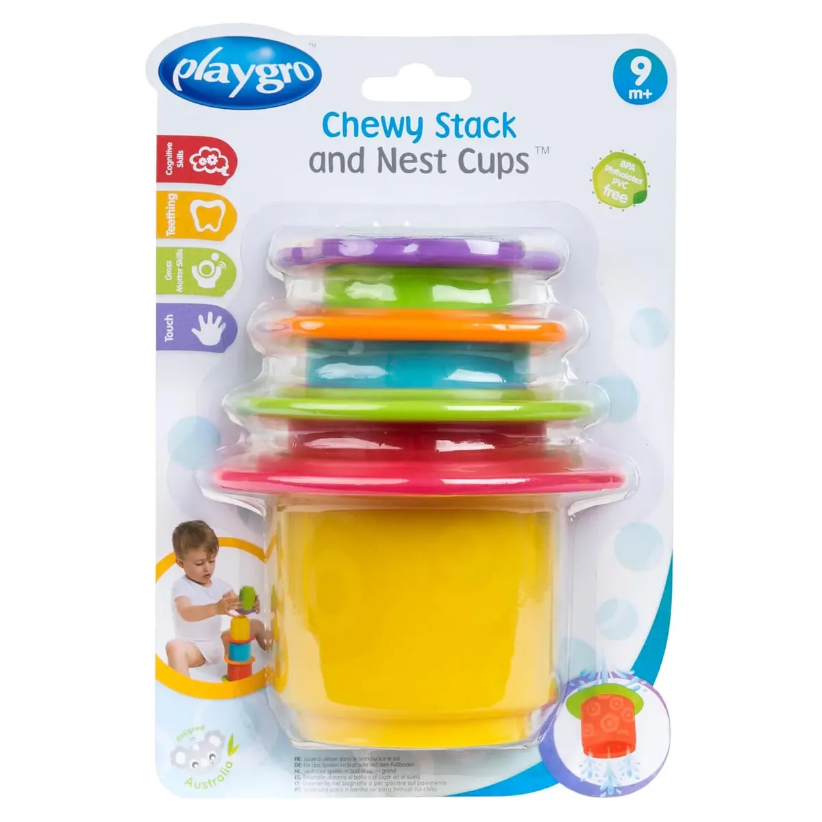 Playgro Chewy Stack & Nest Cups Fun Bath Floor Play Set Of 4 1