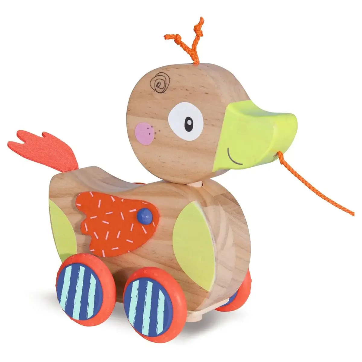 Eichhorn Pull-Along Duck Wooden Toy Quacking Moving Head Wings 1
